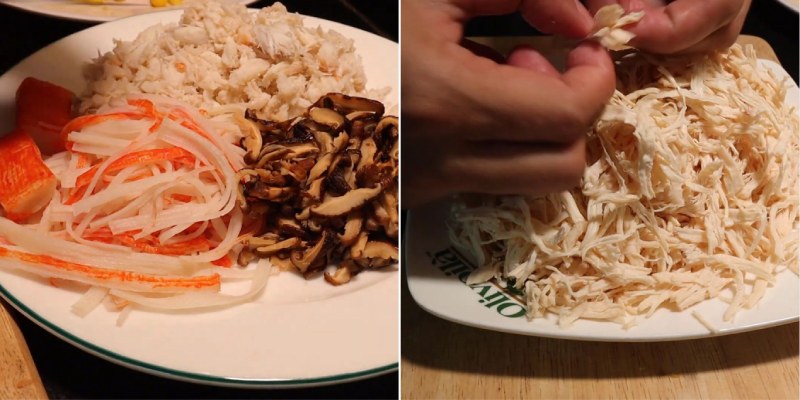 Sơ chế nguyên liệu làm súp cua gà xé