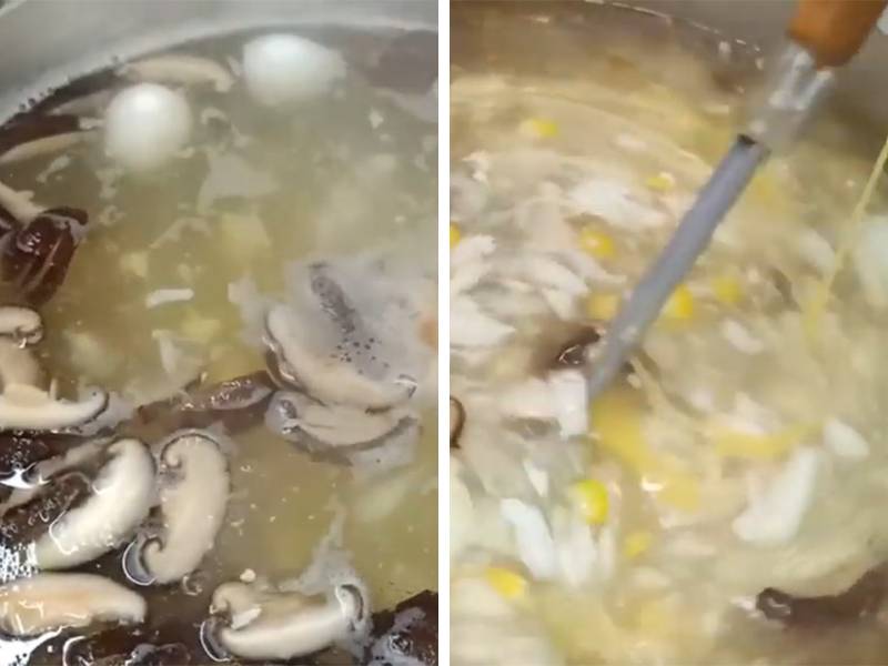 Công đoạn nấu súp cua óc heo