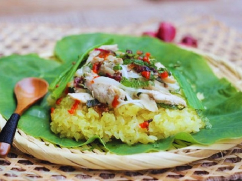 Món xôi gà nấu nước cốt dừa