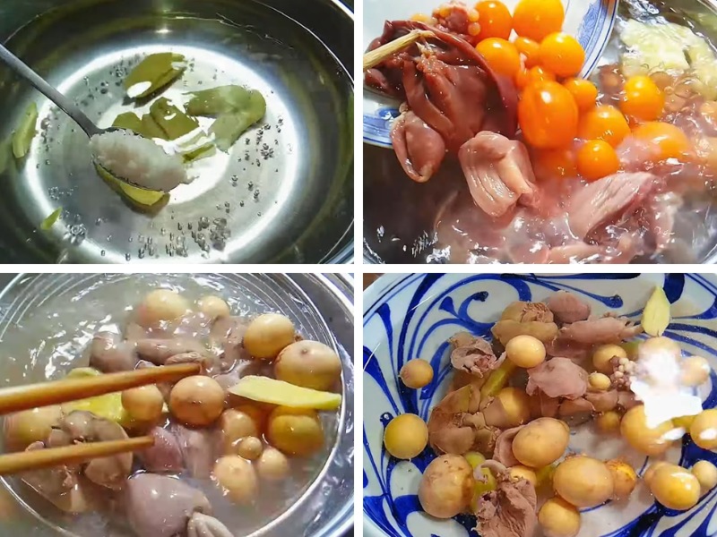 Công đoạn luộc lòng gà