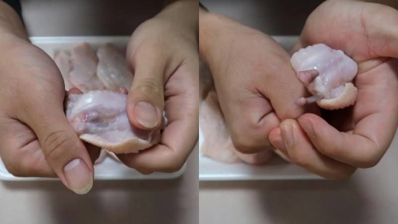 Rút xương cánh gà bằng tay