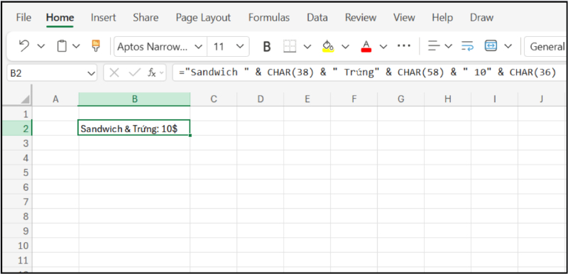 dùng CHAR chèn ký tự đặc biệt trong chuỗi