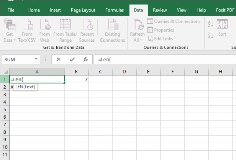 Cú pháp của hàm LEN trong Excel