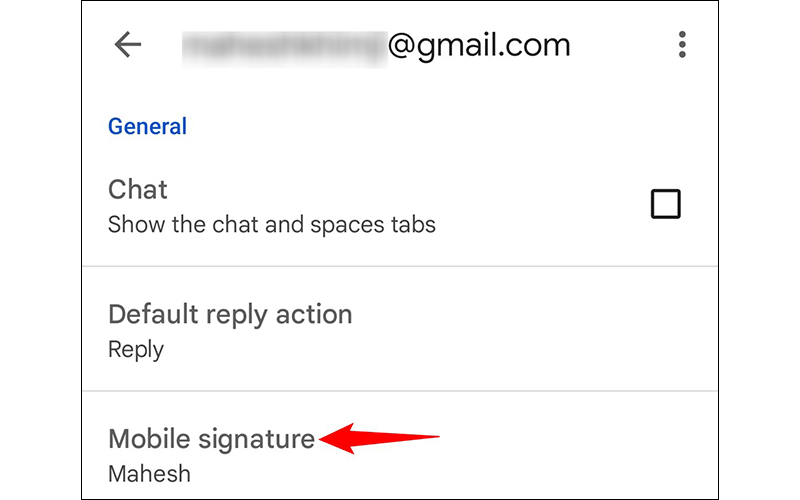 cuộn xuống và chọn Mobile Signature