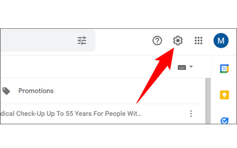 chọn settings trên gmail