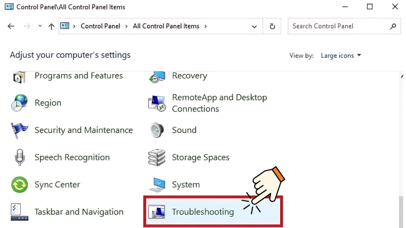 chọn troubleshooting