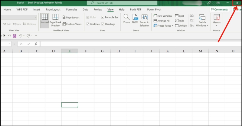 Thanh công cụ View hiện thị mục phóng to thu nhỏ trong Excel