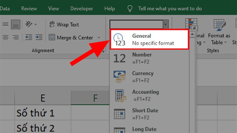 Đổi định dạng ô sang General để Excel tính công thức