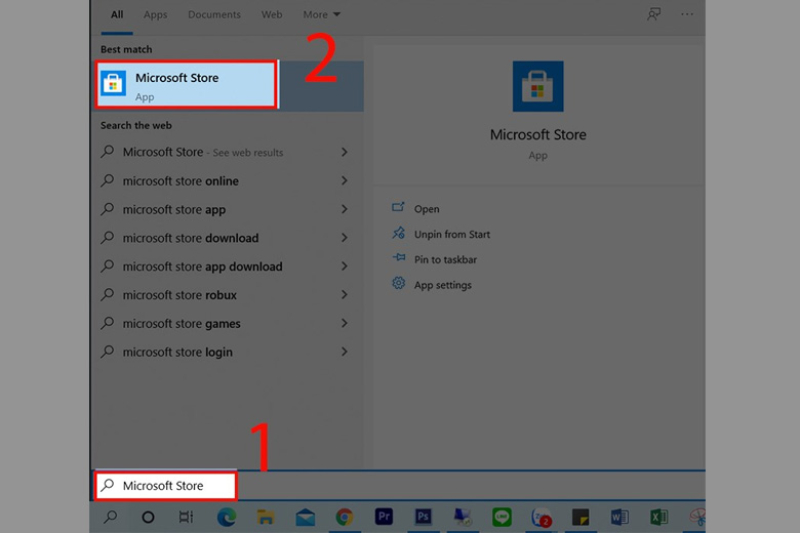 tìm kiếm Microsoft Store