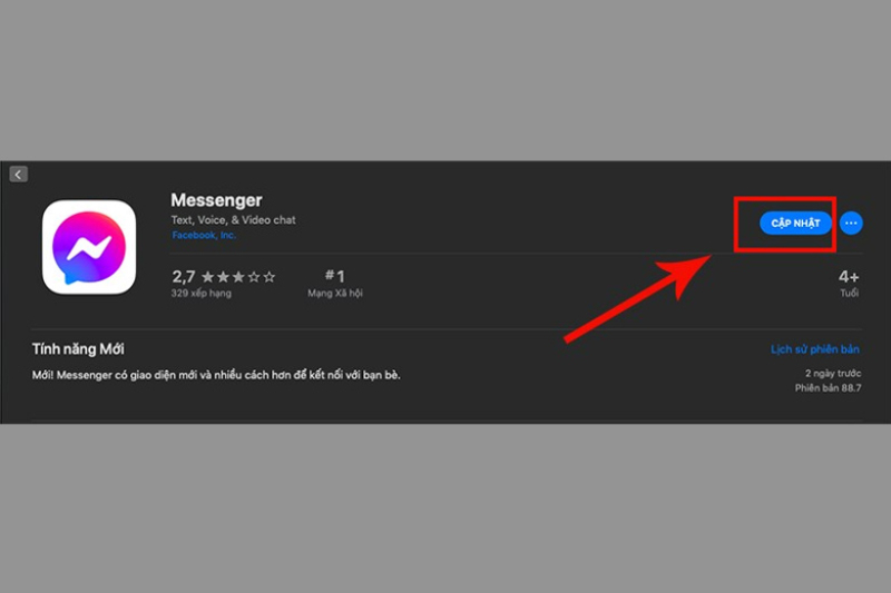 cập nhật Messenger đối với Macbook