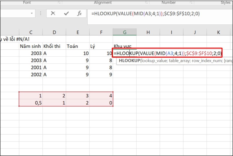 Nhập lại đúng công thức hàm MID 