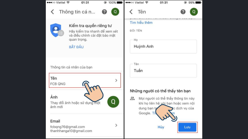 hoàn tất và bấm lưu
