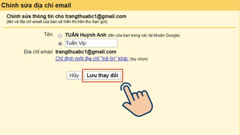 hoàn tất và bấm lưu