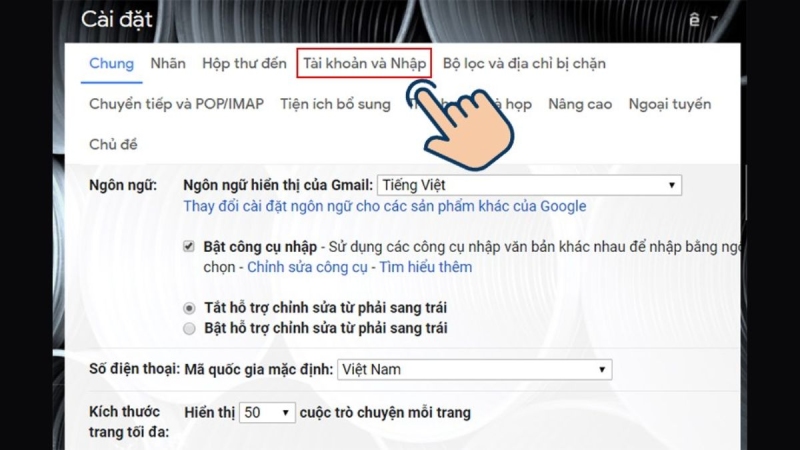 chọn tài khoản và nhập