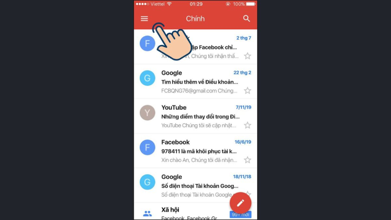 nhấn vào dấu ba gạch