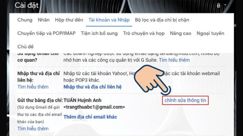 chọn chỉnh sửa thông tin