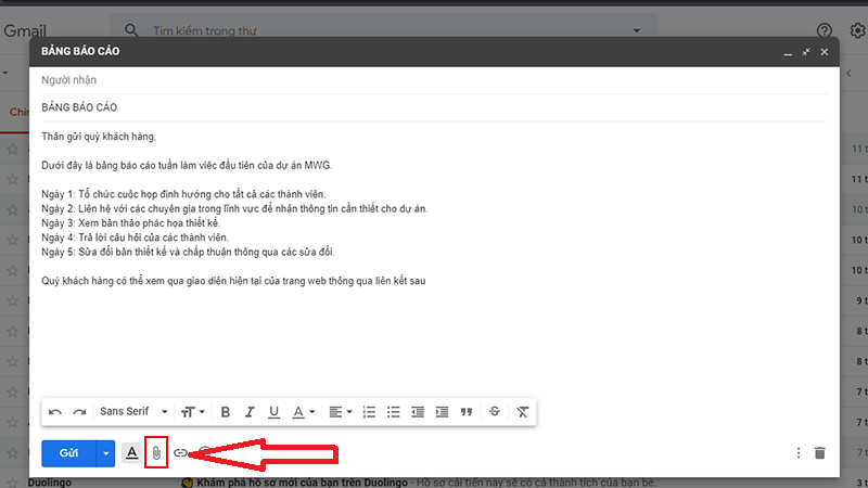 chèn tệp trong gmail