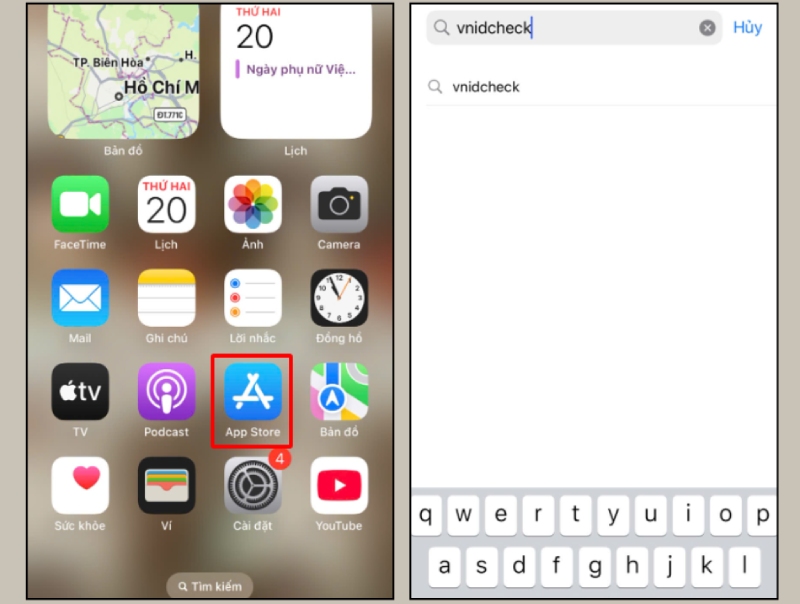 Truy cập vào App Store và tìm kiếm VNIDCheck