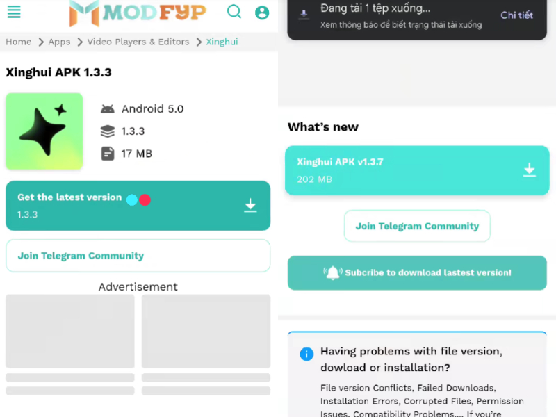 Tiến hành chọn tải xuống app xinghui