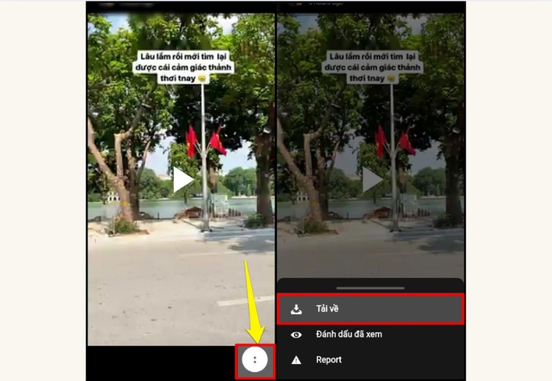 Tải xuống story Facebook bằng nút tùy chọn