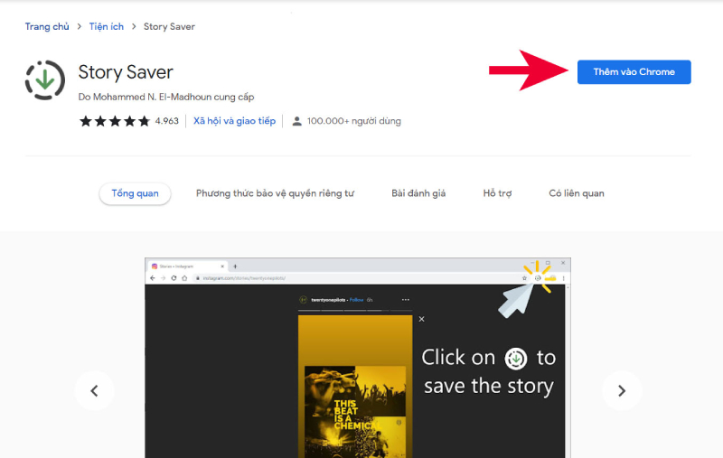Cài đặt tiện ích Story Saver trên Chrome