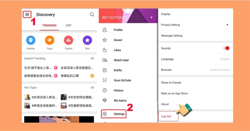 Đăng xuất tài khoản Weibo trong phần cài đặt