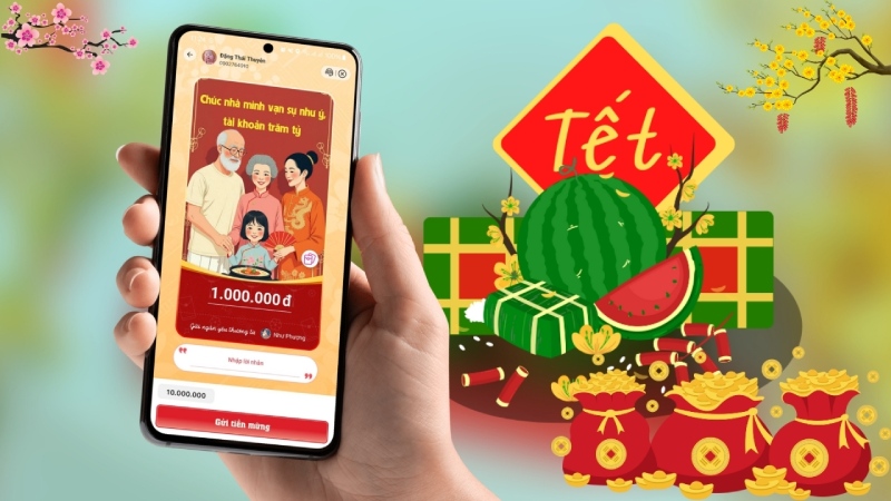 Tạo lì xì Tết trên MoMo với giao diện chúc mừng năm mới