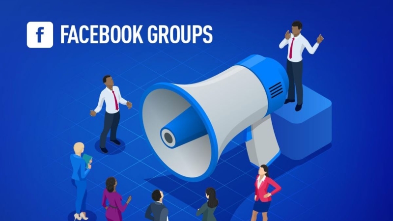 Minh họa Facebook Groups với loa thông báo