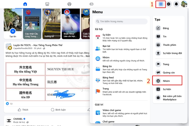 Truy cập mục Nhóm trên Facebook bằng máy tính