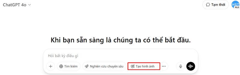 Chọn tạo hình ảnh trên chatgpt