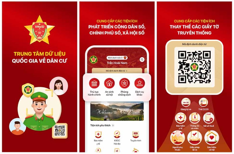 các chức năng trên ứng dụng vneid