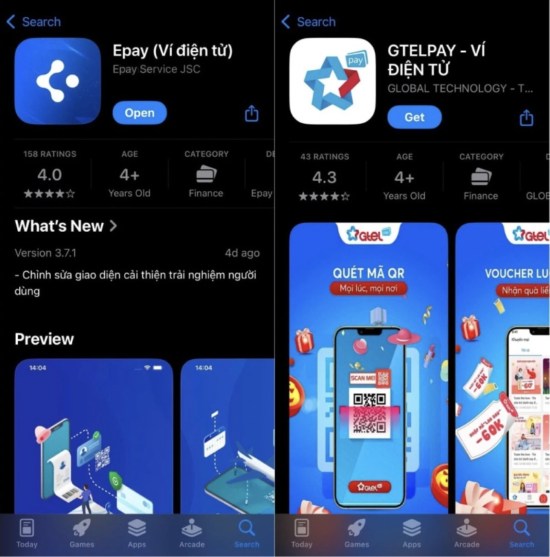 Hoàn tất cài đặt app ví điện tử