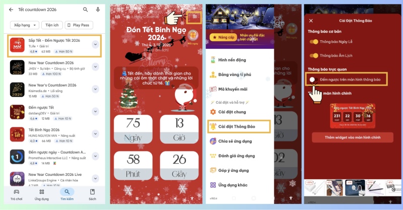 Các bước cài đặt và thiết lập Wedget countdown trên điện thoại Android