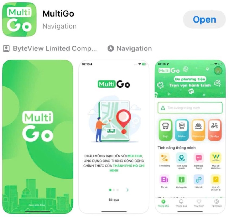 Phần giới thiệu tổng quan về app MultiGo