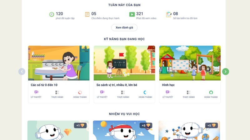 Các bài luyện tập cho học sinh trên VioEdu