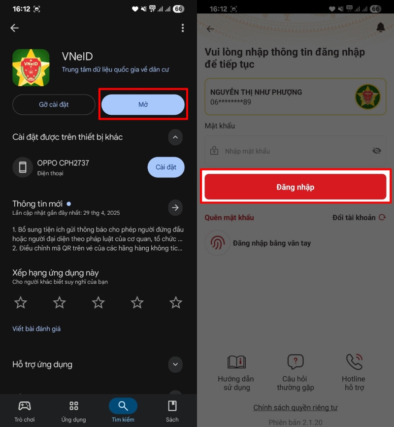 Giao diện tra cứu thông tin VNeid