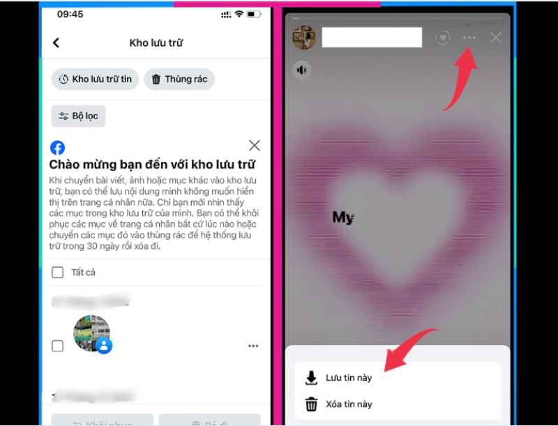 Xem lại story Facebook đã lưu trữ và tùy chọn lưu tin