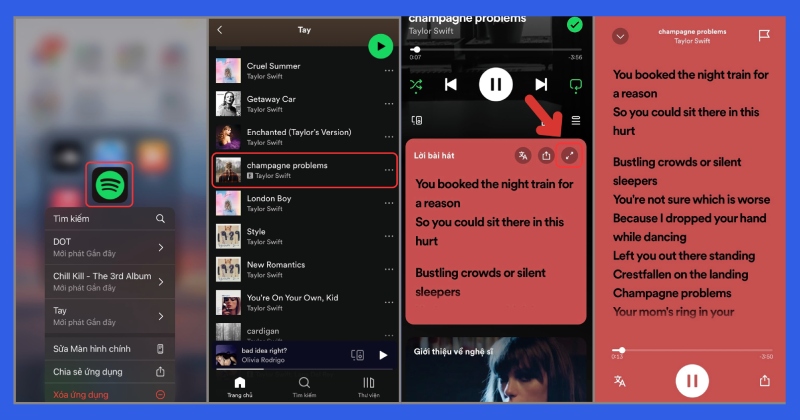 Các bước mở và xem lời bài hát trên Spotify