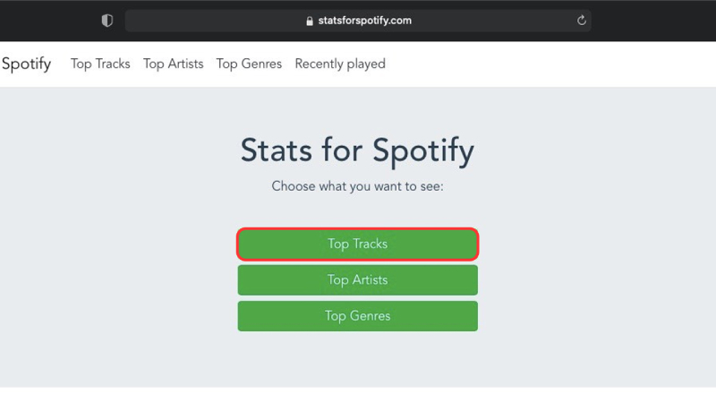 Chọn mục Top Tracks, Top Artists hoặc Top Genres