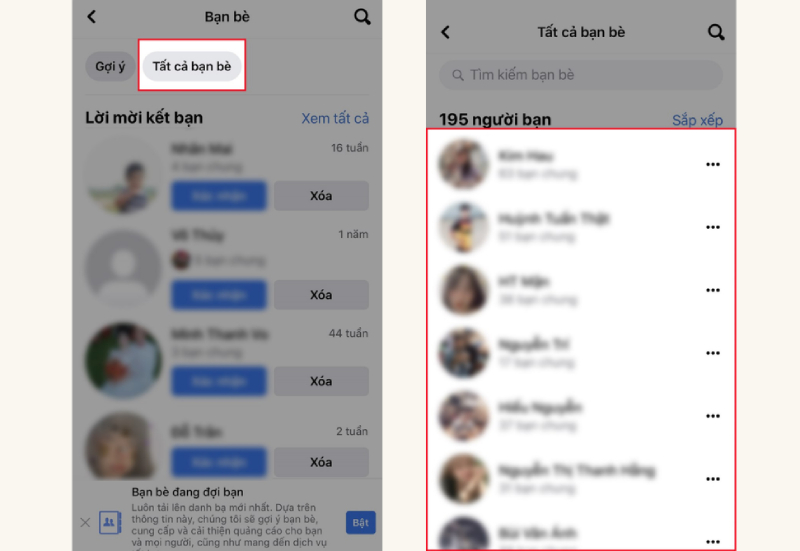Danh sách tất cả bạn bè trên Facebook