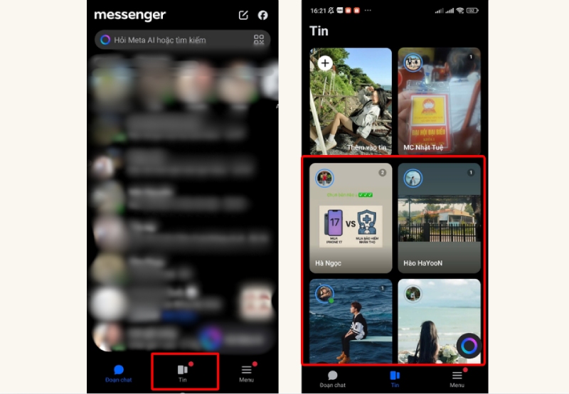 Xem Story của bạn bè qua Messenger