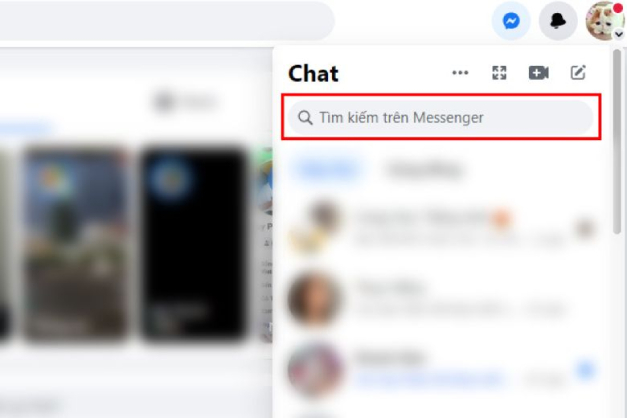 Ô tìm kiếm trên Messenger để xem tin nhắn hạn chế