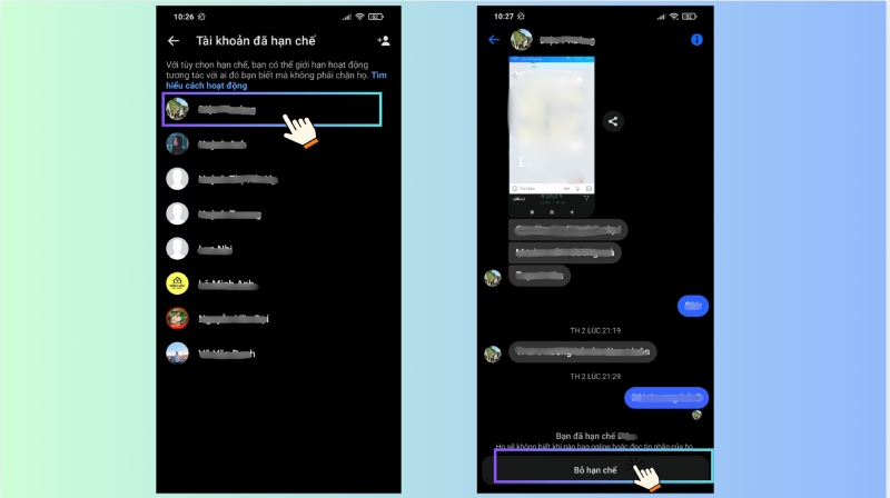Danh sách tài khoản bị hạn chế và cách bỏ hạn chế trên Messenger
