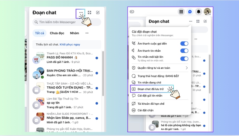 Cài đặt Messenger để xem đoạn chat đã lưu trữ trên máy tính