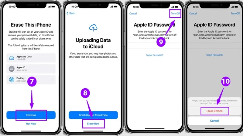 Xác nhận xóa iPhone bằng mật khẩu Apple ID