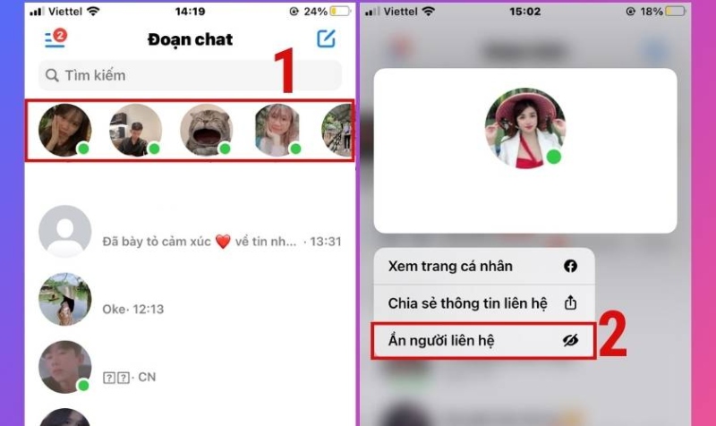 Ẩn người liên hệ khỏi danh sách gợi ý Messenger