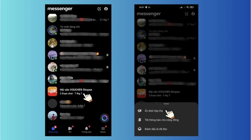 Ẩn gợi ý quảng cáo khỏi hộp thoại trò chuyện Messenger