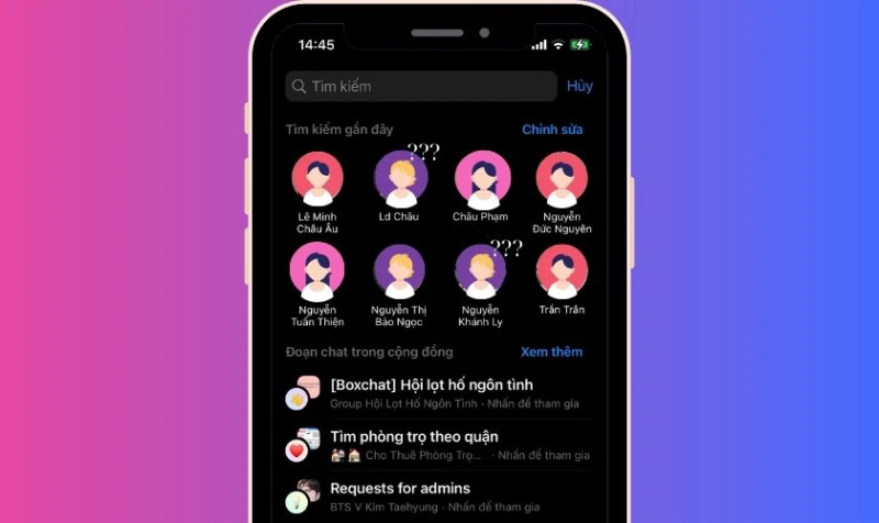 Giao diện tìm kiếm gợi ý mới trên Messenger