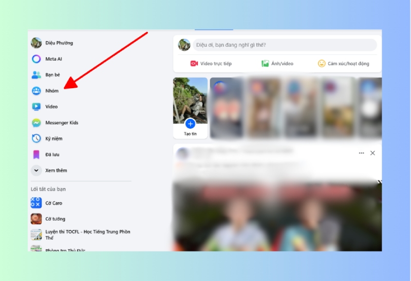 Truy cập mục Nhóm trên Facebook bằng máy tính