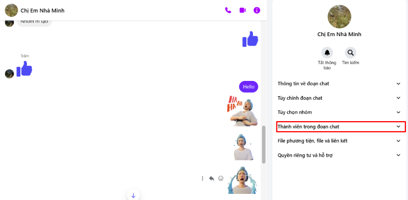 Xem thành viên nhóm trong Messenger trên máy tính